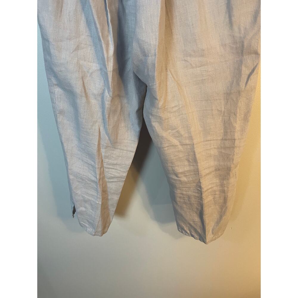 FLAX Pocketed Ankle Pant Natural Gray SZ SMALL 100% Linen Tapered Pull On Pants - Picture 4 of 9